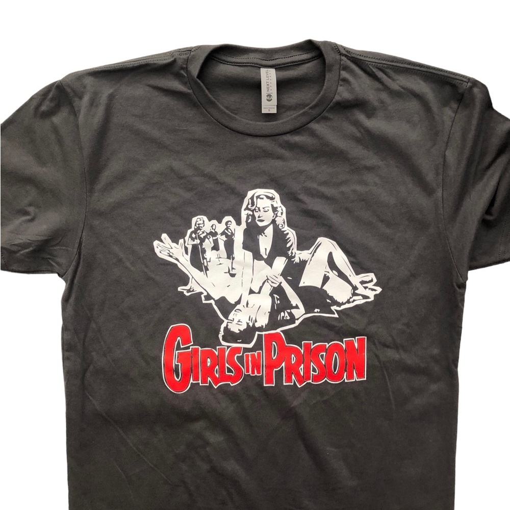 Vintage reprint “Girl In Prison” tee slate gray…. Probation or parole 😩